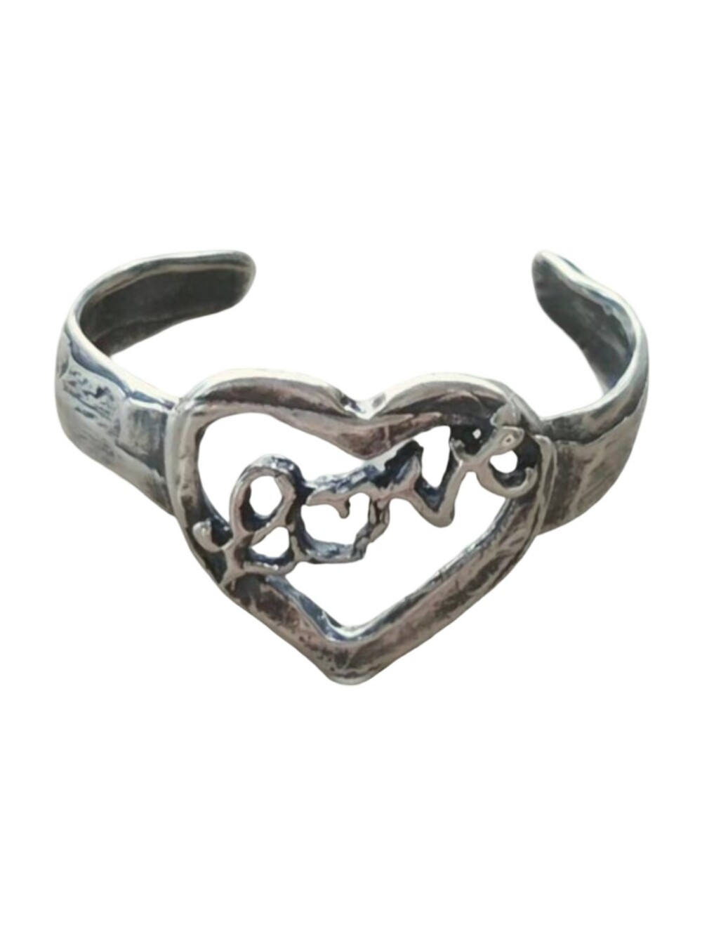 Vintage 90s Sterling Silver 925 Floating Heart LOVE Toe Ring Adjustable Pristine